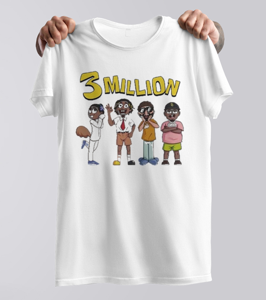 Daydrian Harding 3 Million Subscribers Celebration With Cartoon Characters T-Shirt
