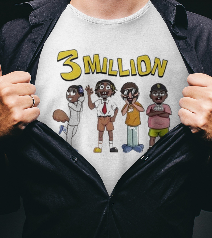 Daydrian Harding 3 Million Subscribers Celebration With Cartoon Characters T-Shirt