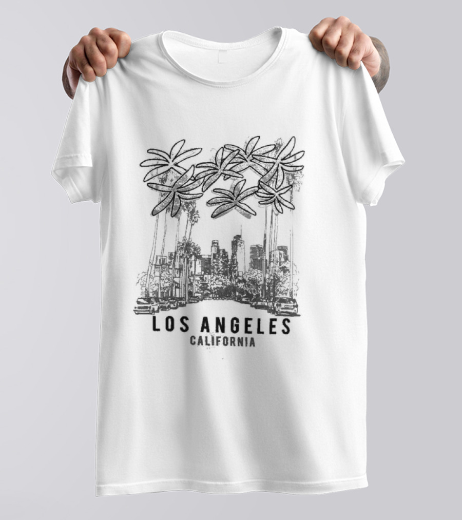 Los Angeles California Palms Seafoam Cityscape T-Shirt