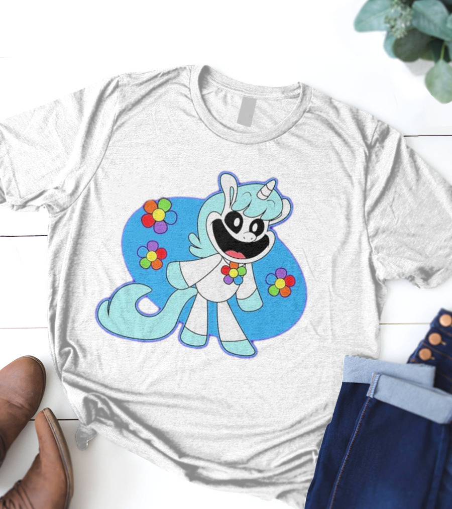 Unicorn Craftycorn Critters With Colorful Flowers And Smiling Face T-Shirt