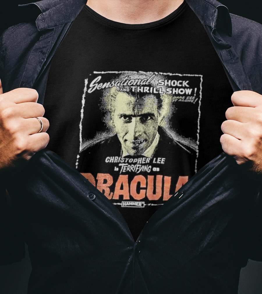 Sensational Shock And Thrill Show Christopher Lee Terrifying As Dracula Hammer T-Shirt