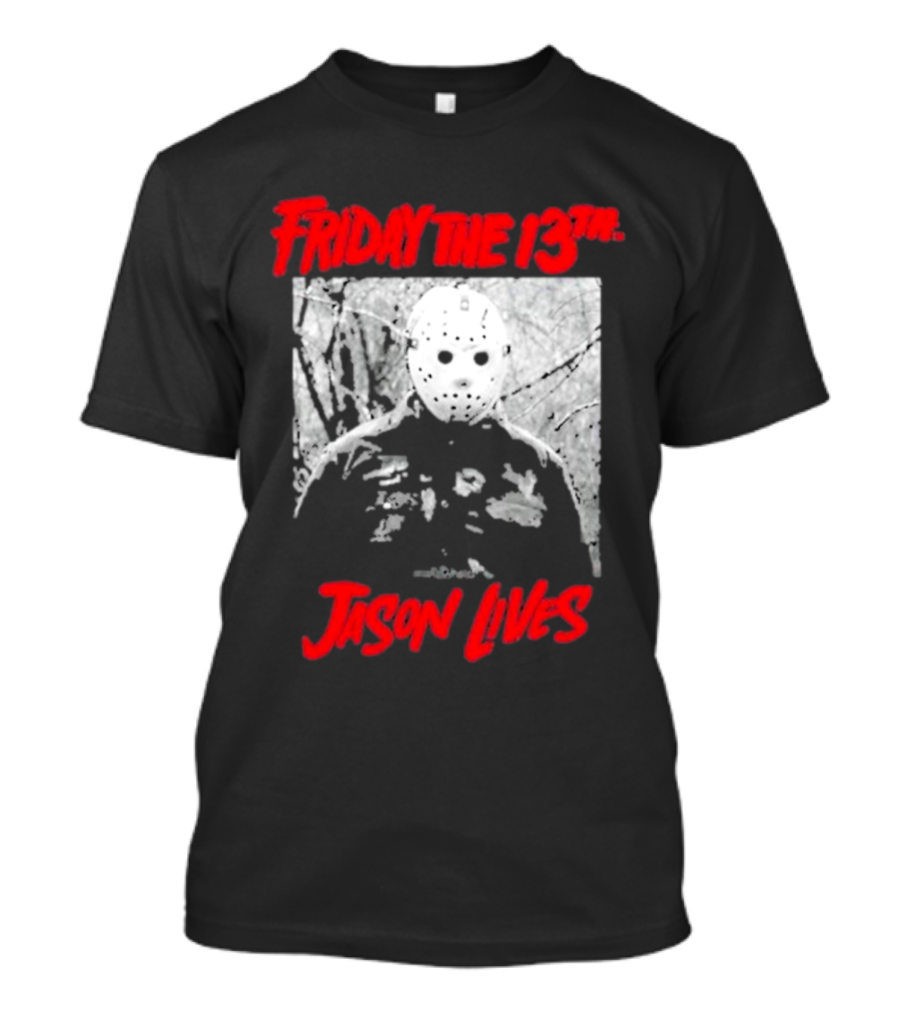 Friday The 13Th Jason Lives Masked Horror Icon Forest Scene T-Shirt