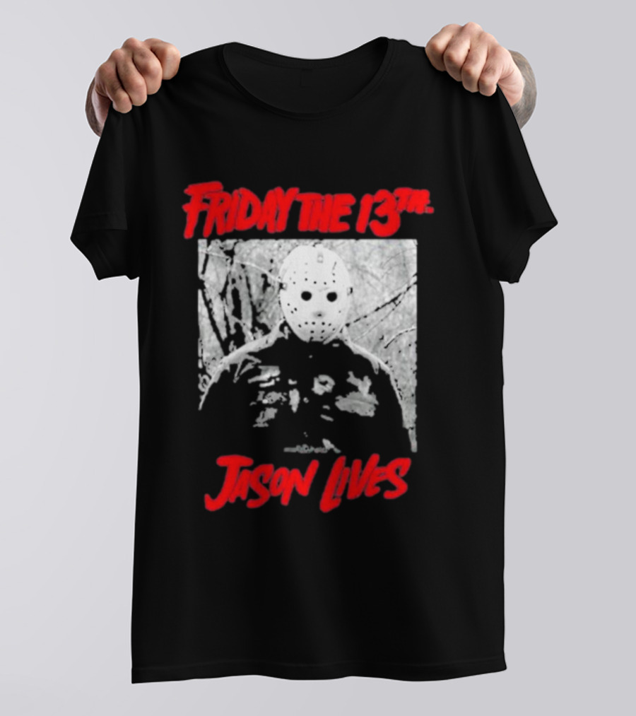 Friday The 13Th Jason Lives Masked Horror Icon Forest Scene T-Shirt