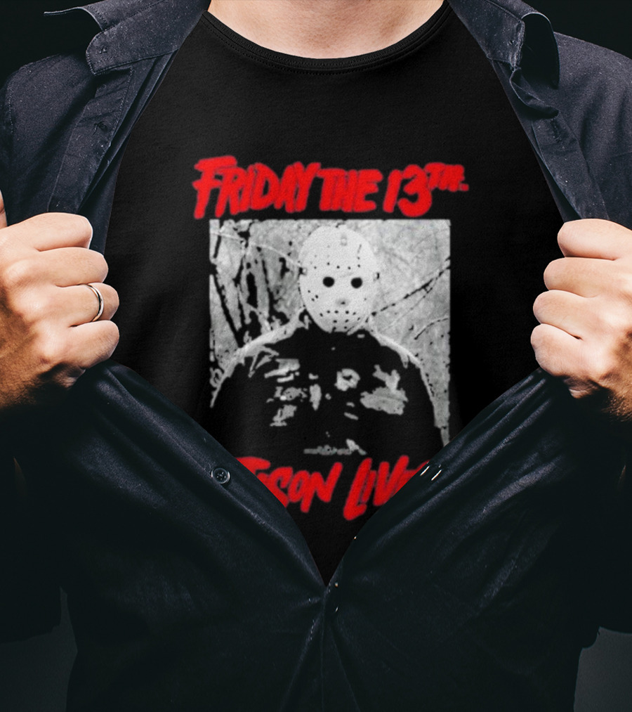 Friday The 13Th Jason Lives Masked Horror Icon Forest Scene T-Shirt