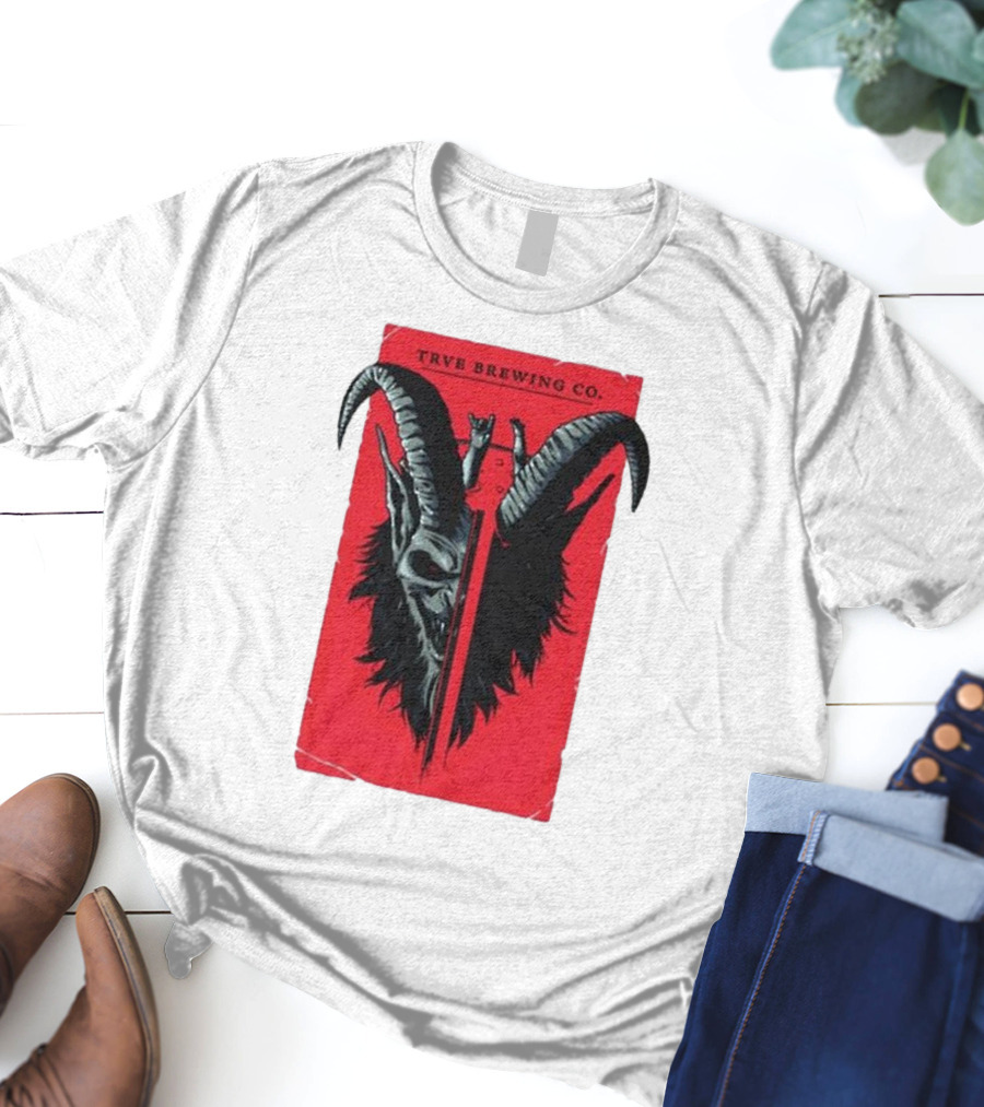 Trve Brewing Co. Krampus Red And Black Goat Skull T-Shirt