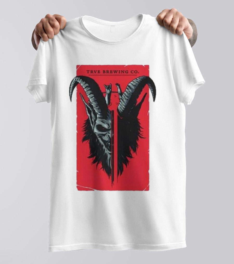 Trve Brewing Co. Krampus Red And Black Goat Skull T-Shirt