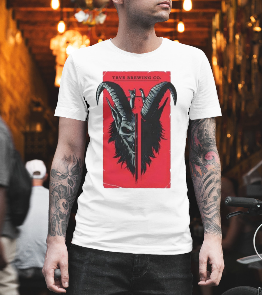 Trve Brewing Co. Krampus Red And Black Goat Skull T-Shirt