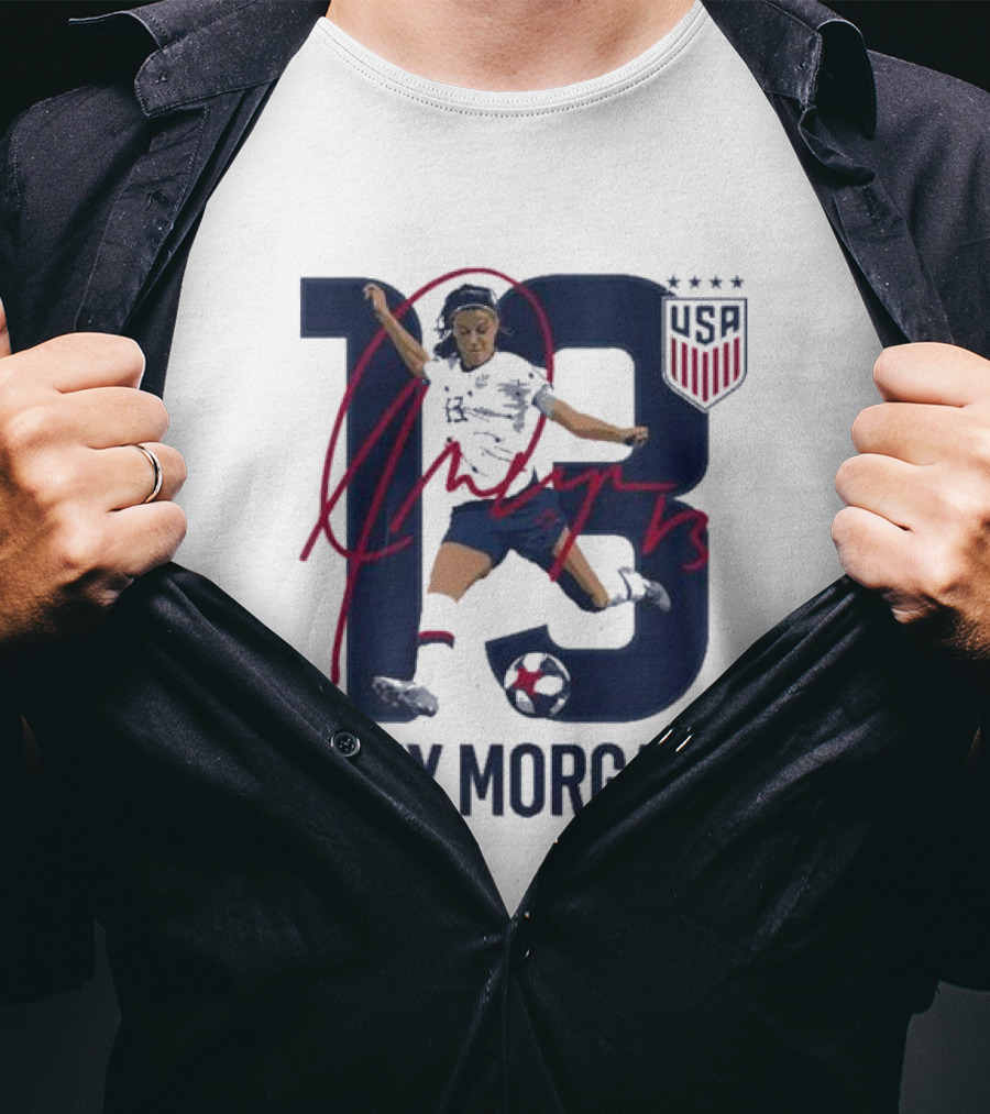 USA Alex Morgan 13 Signature Soccer Player With USA T-Shirt