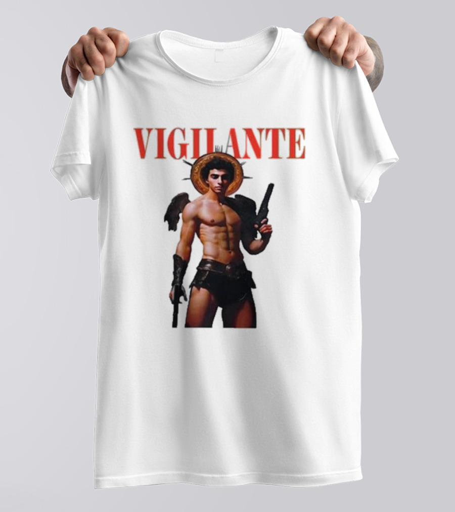 Vigilante Angelic Warrior With Wings And Guns T-Shirt