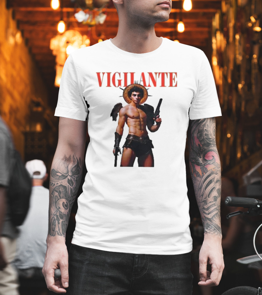 Vigilante Angelic Warrior With Wings And Guns T-Shirt