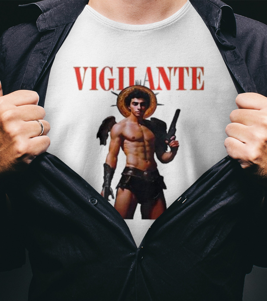 Vigilante Angelic Warrior With Wings And Guns T-Shirt