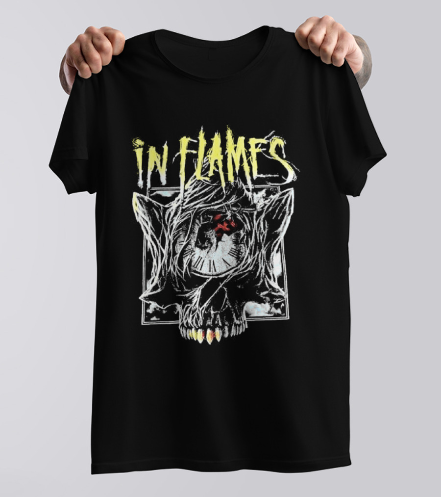 In Flames Skull Clock Graphic Another Lie Another Excuse T-Shirt