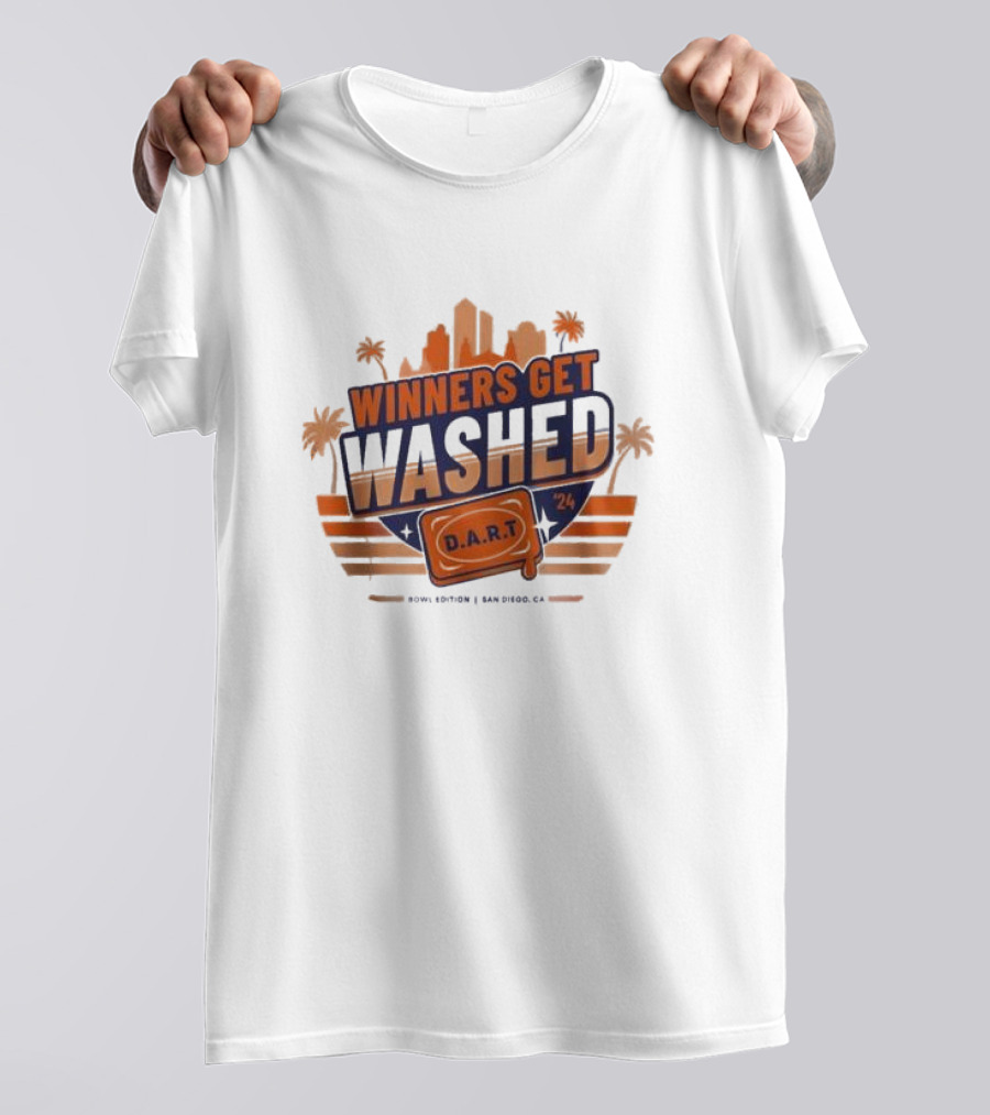 Winners Get Washed DART 24 Bowl Edition San Diego CA Skyline And Palm Trees T-Shirt