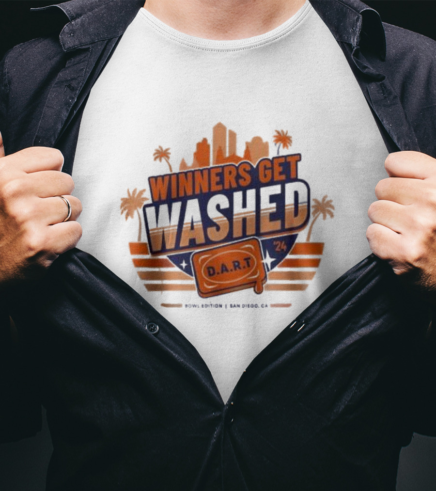 Winners Get Washed DART 24 Bowl Edition San Diego CA Skyline And Palm Trees T-Shirt