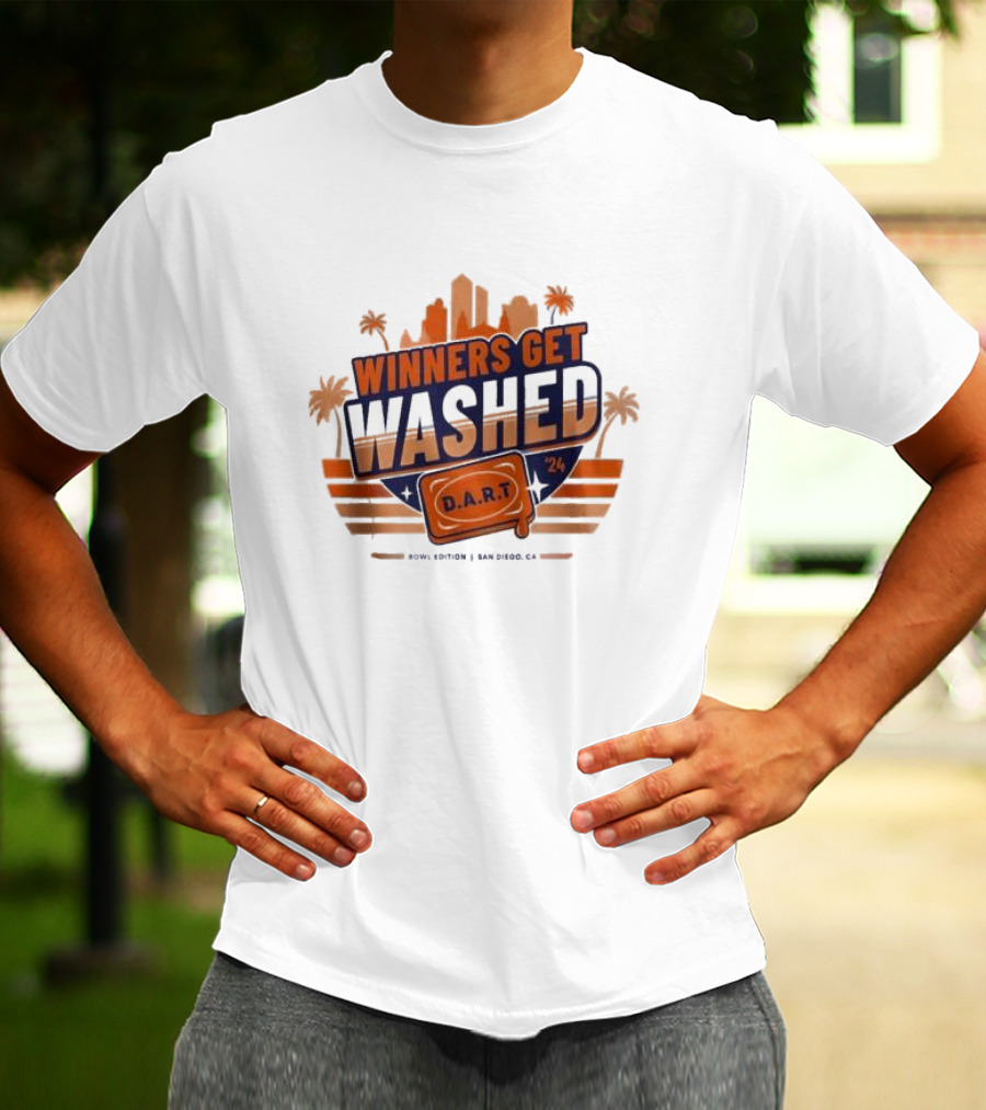 Winners Get Washed DART 24 Bowl Edition San Diego CA Skyline And Palm Trees T-Shirt