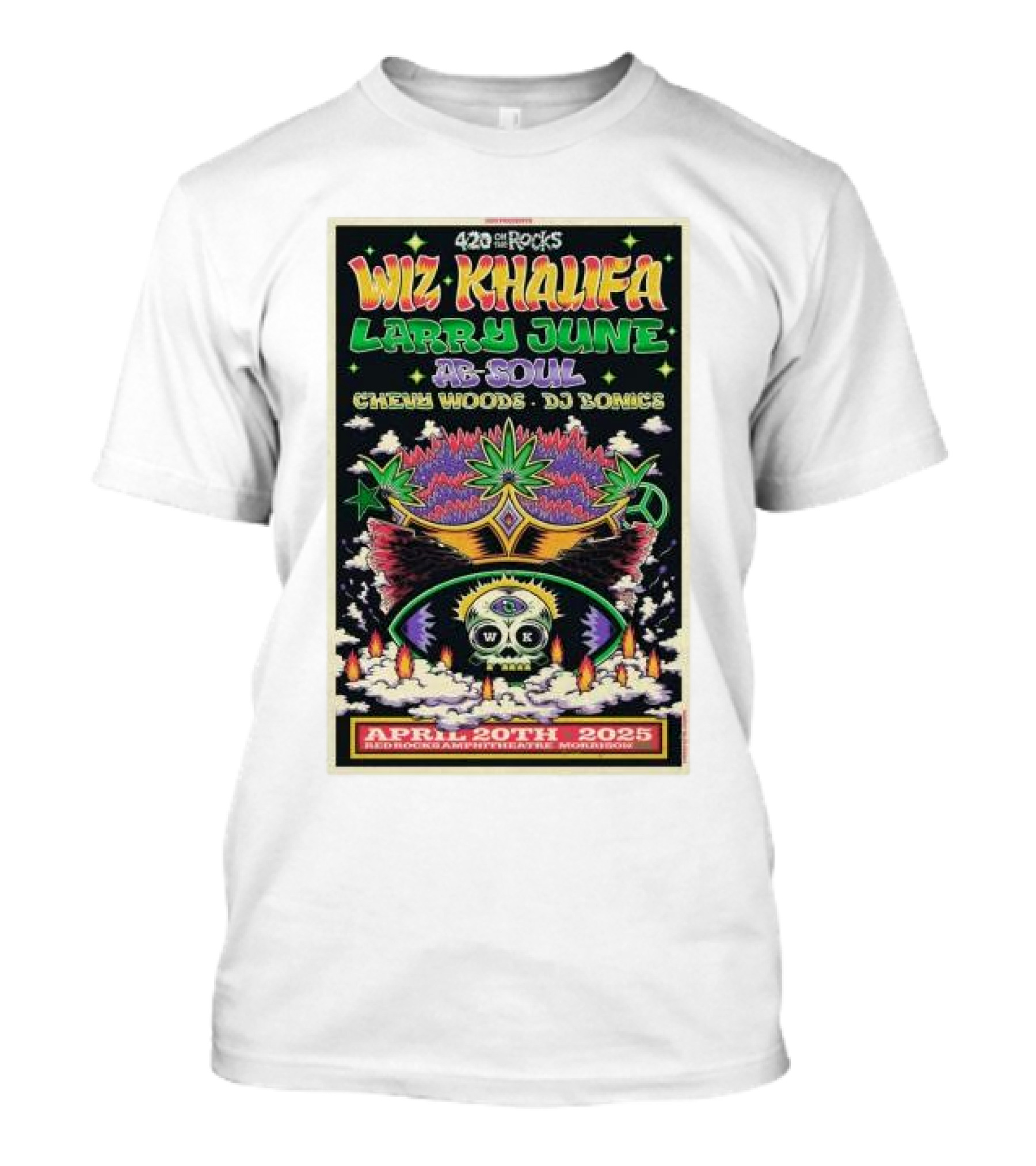 Wiz Khalifa Larry June Ab Soul 420 On The Rocks Morrison Colorado April 20th 2025 Event T-Shirt