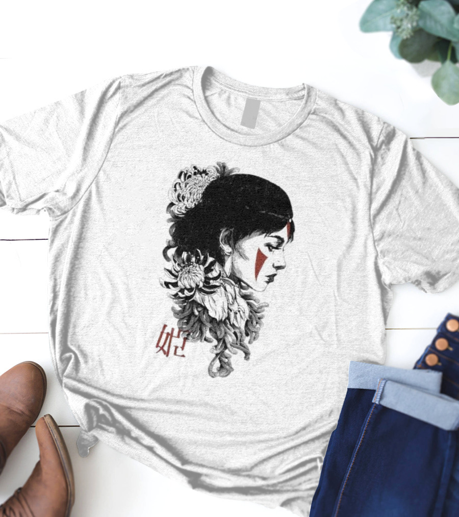 Wolf Girl Rafael Baptista Chrysanthemum Profile Asian Characters T-Shirt