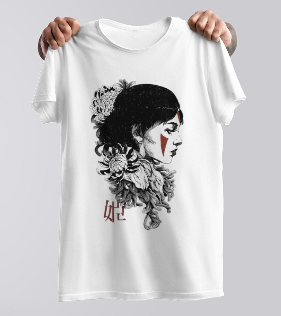 Wolf Girl Rafael Baptista Chrysanthemum Profile Asian Characters T-Shirt