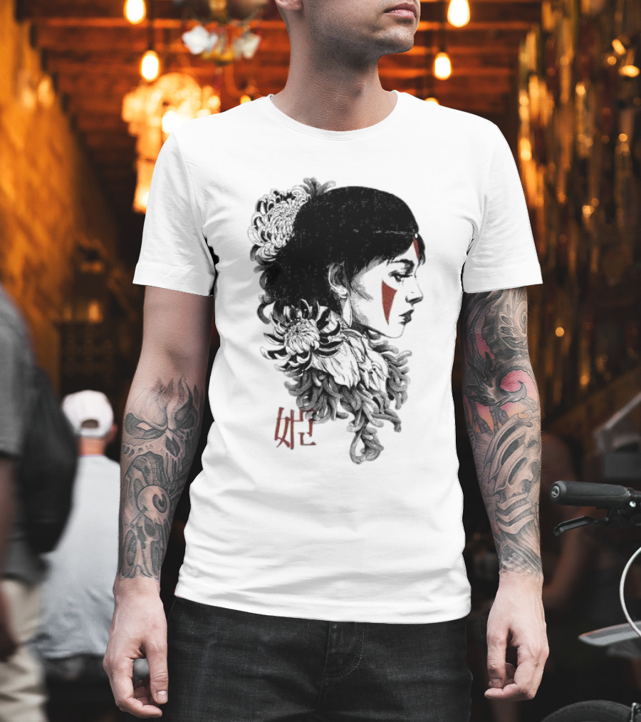 Wolf Girl Rafael Baptista Chrysanthemum Profile Asian Characters T-Shirt