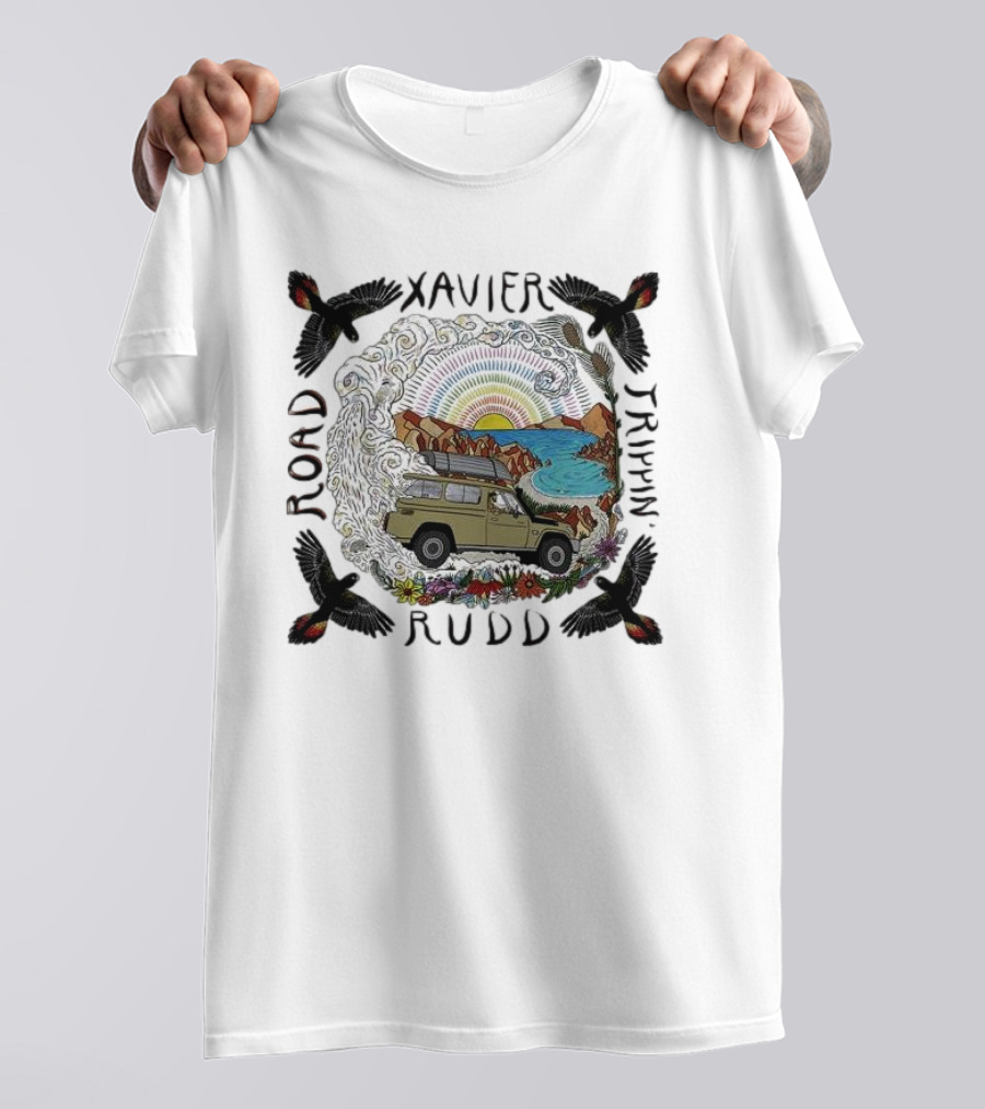 Xavier Rudd Road Trippin’ Sandstone Land Rover Beach Art With Birds T-Shirt