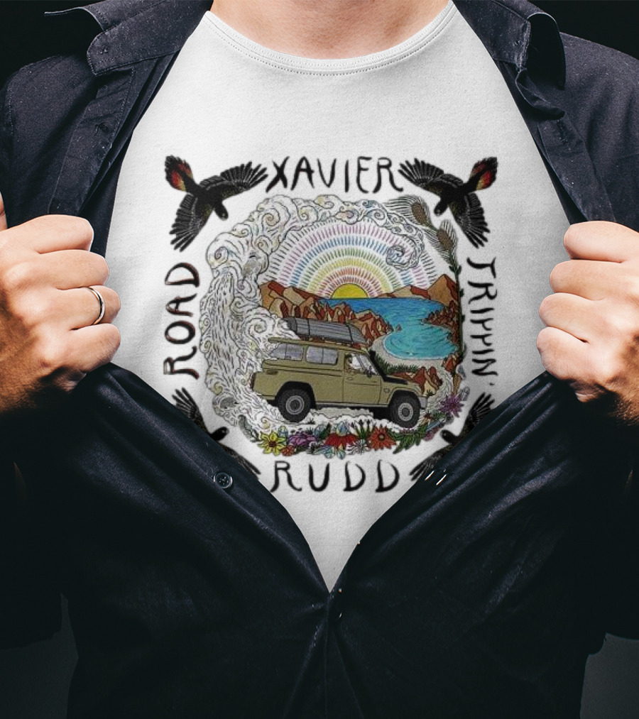 Xavier Rudd Road Trippin’ Sandstone Land Rover Beach Art With Birds T-Shirt