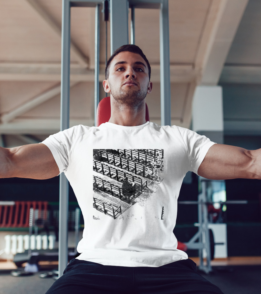 Zarathustra Denisa-St Bernadette Church Pew Monochrome T-Shirt