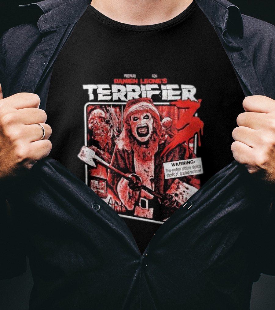 Prepare For Damien Leone's Terrifier 3 Warning Graphic Violence T-Shirt