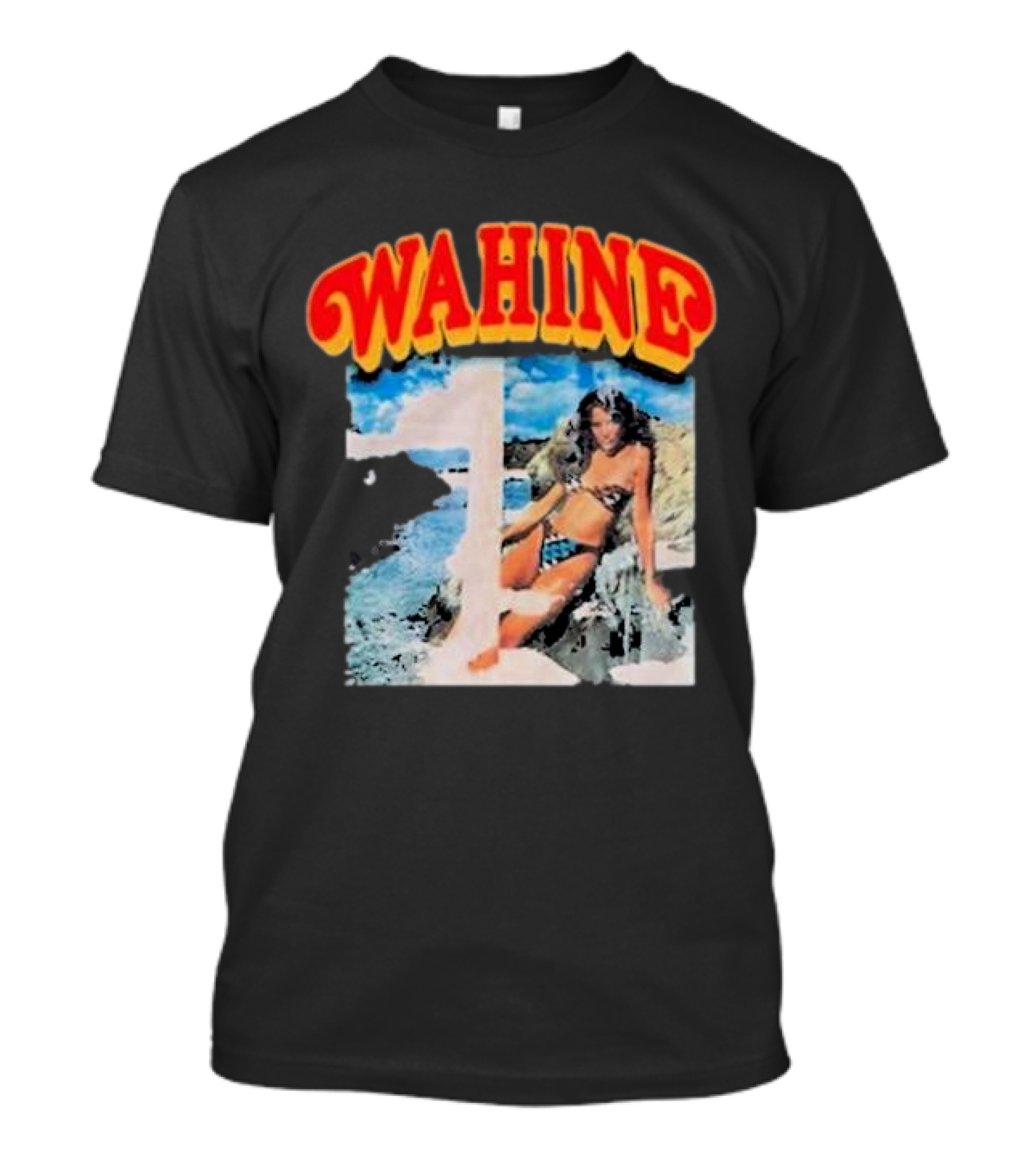 WAHINE Beach Scene With Rosé Vibes T-Shirt