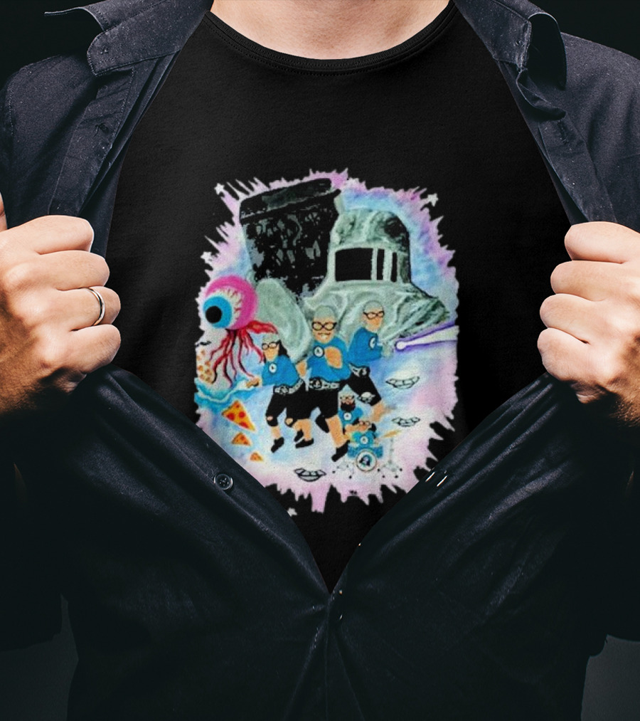 Sanguisugabogg Free Luigi Powdered Milk Pizza Eyeball Space Adventures With Aquabats Helmet And UFOs T-Shirt