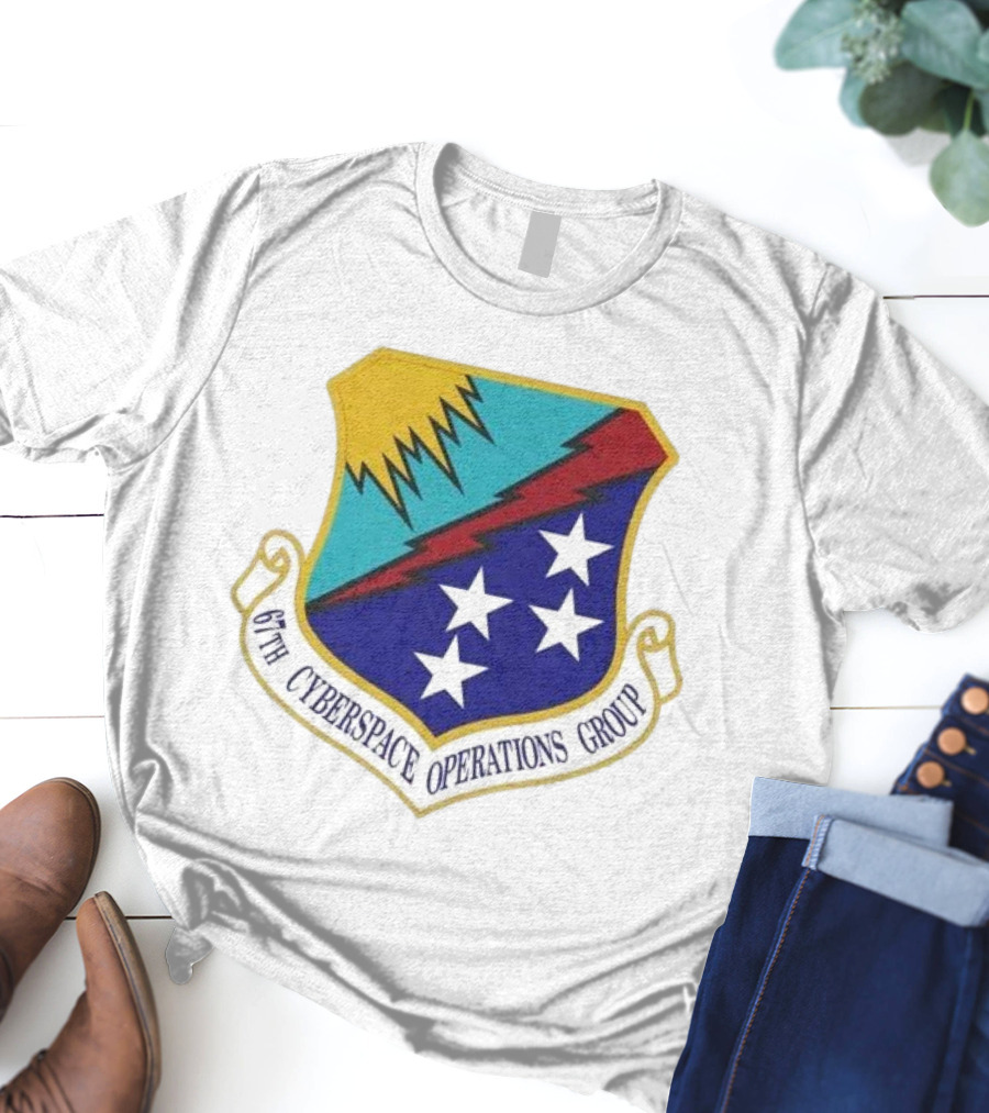 67th Cyberspace Operations Group Emblem With Stars And Lightning Bolt T-Shirt