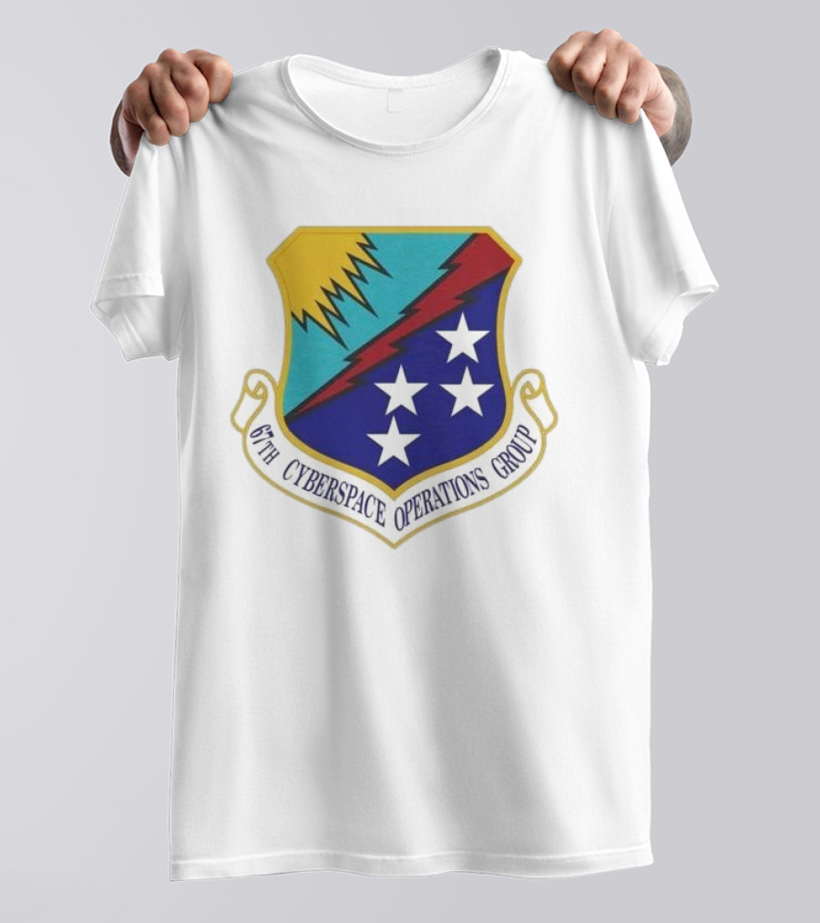 67th Cyberspace Operations Group Emblem With Stars And Lightning Bolt T-Shirt