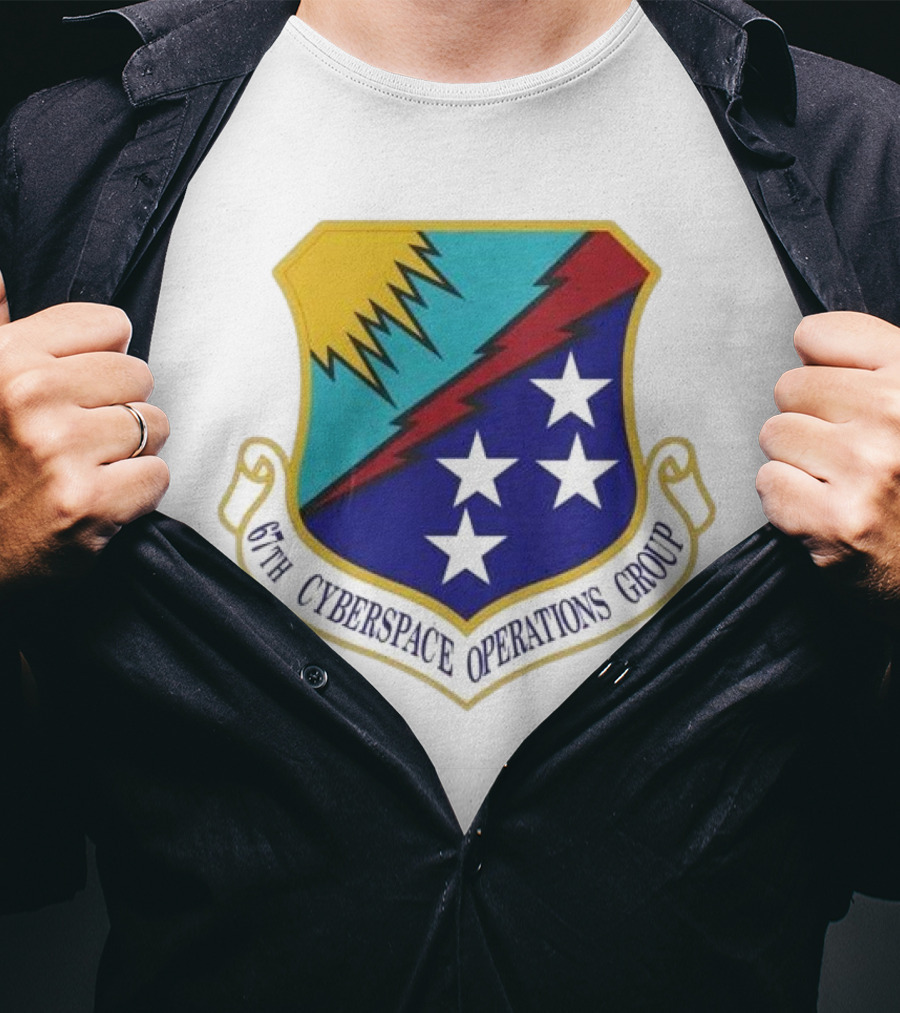 67th Cyberspace Operations Group Emblem With Stars And Lightning Bolt T-Shirt