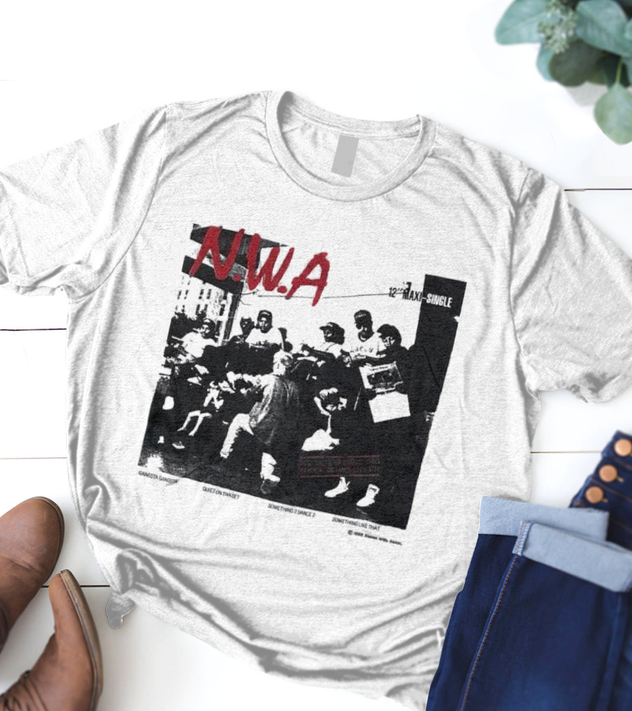 N.W.A 1988 Gangsta Gangsta Maxi-Single 12 Inch Quiet On Tha Set Compton Rap Music T-Shirt