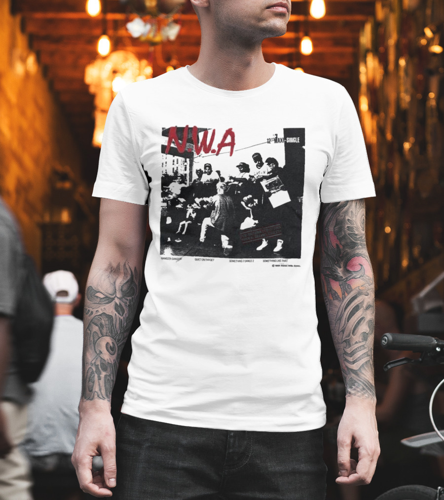 N.W.A 1988 Gangsta Gangsta Maxi-Single 12 Inch Quiet On Tha Set Compton Rap Music T-Shirt