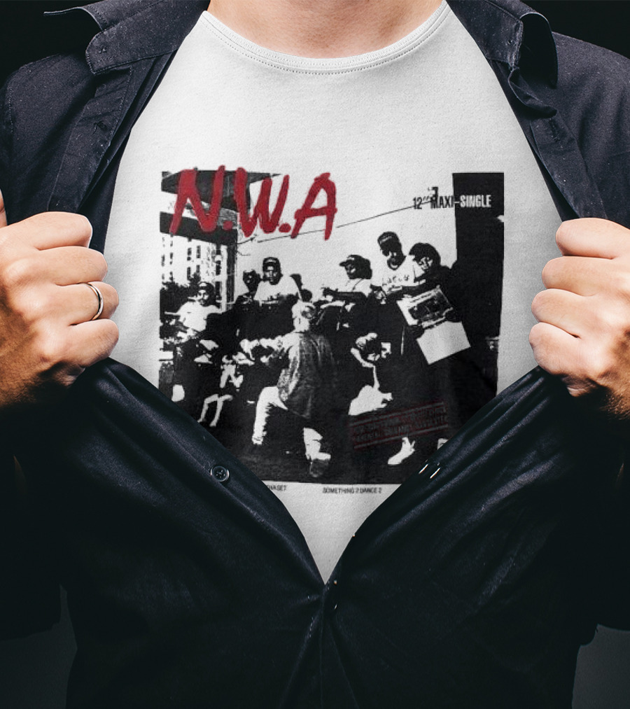 N.W.A 1988 Gangsta Gangsta Maxi-Single 12 Inch Quiet On Tha Set Compton Rap Music T-Shirt