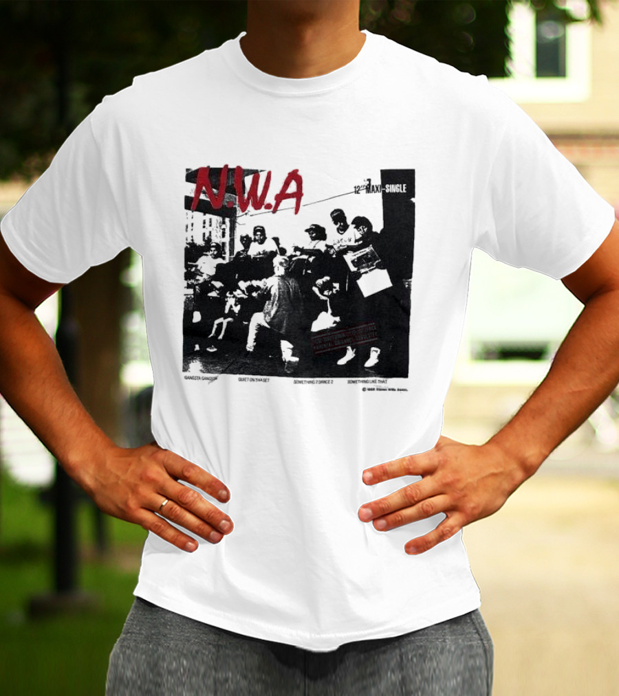 N.W.A 1988 Gangsta Gangsta Maxi-Single 12 Inch Quiet On Tha Set Compton Rap Music T-Shirt