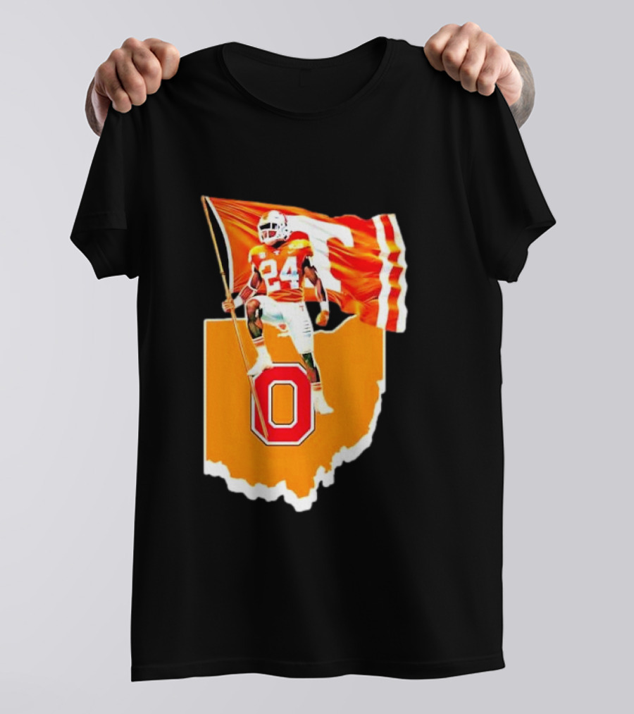 Vols Player With Tennessee Flag Over Ohio State T-Shirt
