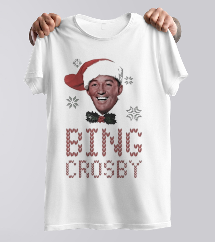 Bing Crosby Jolly Christmas Santa Hat Smiling Face T-Shirt