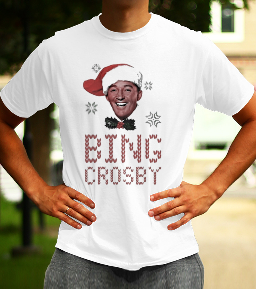 Bing Crosby Jolly Christmas Santa Hat Smiling Face T-Shirt