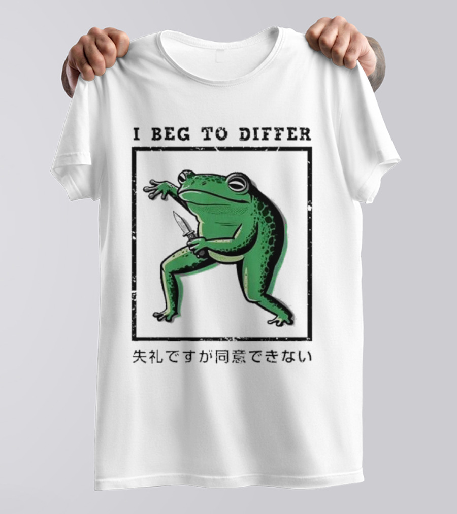 I Beg To Differ Frog Japanese Frog With Knife T-Shirt