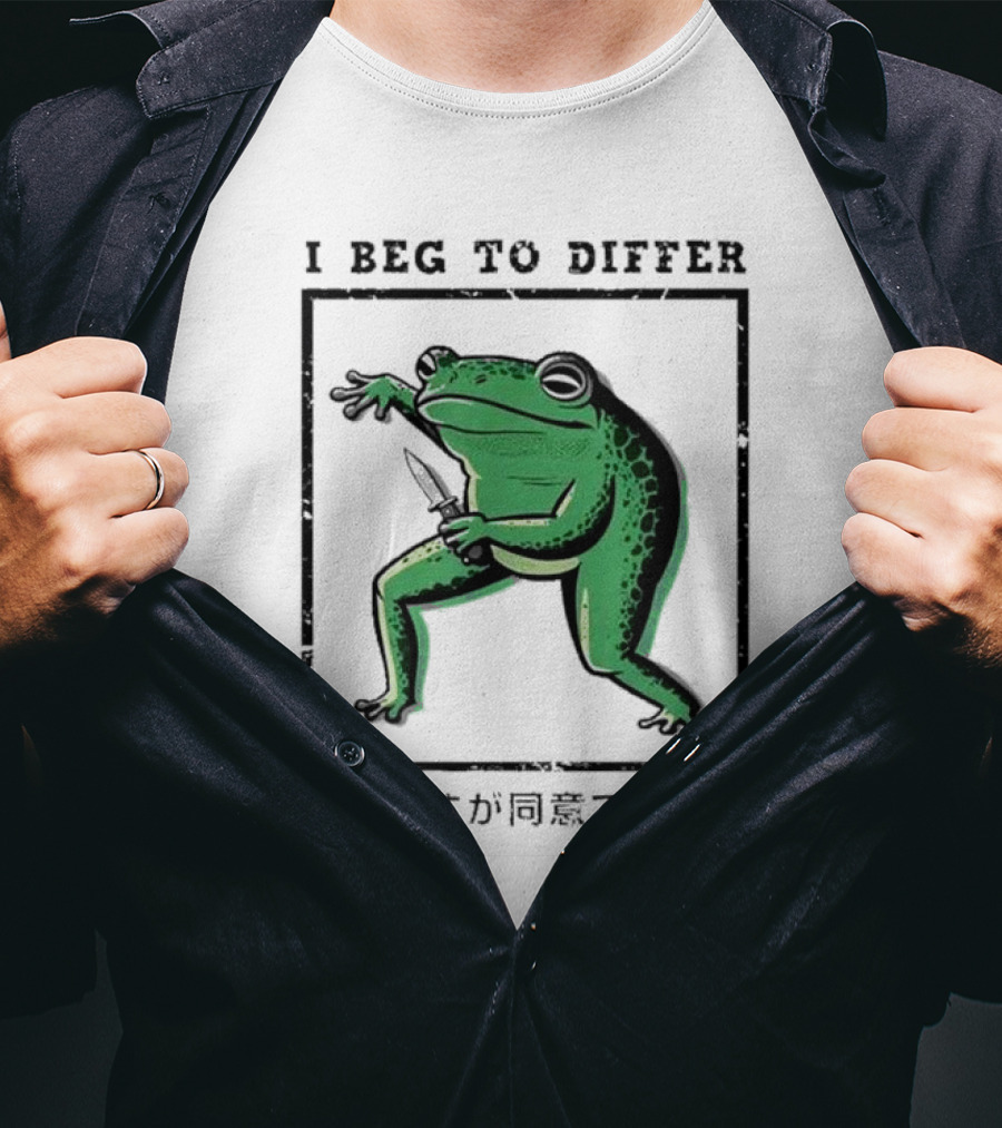I Beg To Differ Frog Japanese Frog With Knife T-Shirt