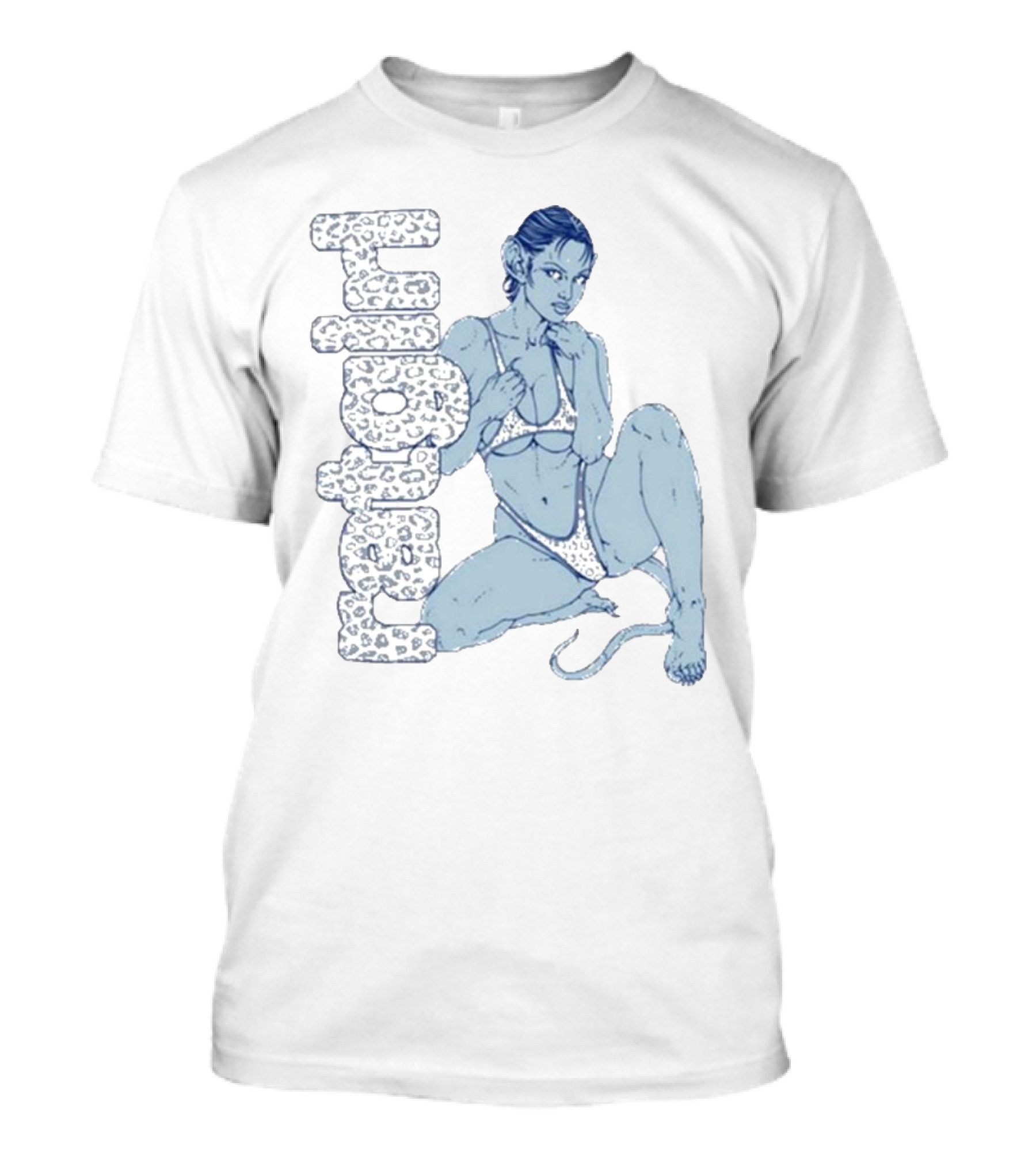 Leopard Print Text With Ratgirl Woman In Bikini T-Shirt