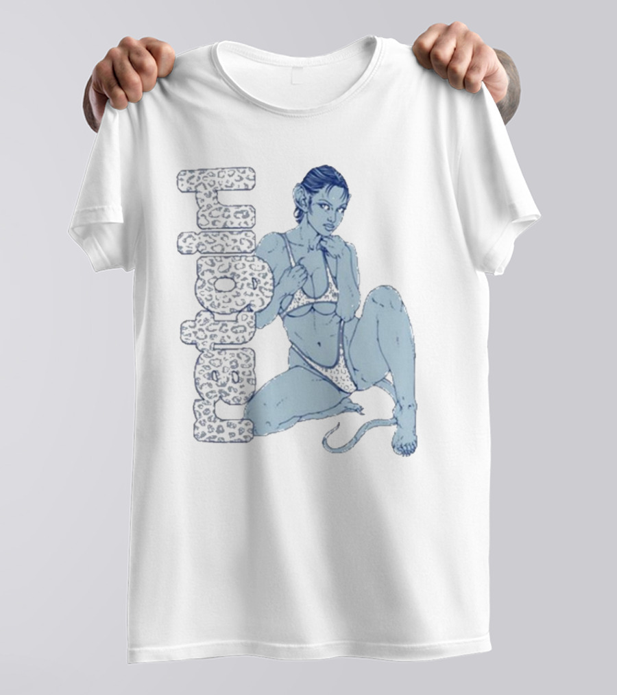 Leopard Print Text With Ratgirl Woman In Bikini T-Shirt