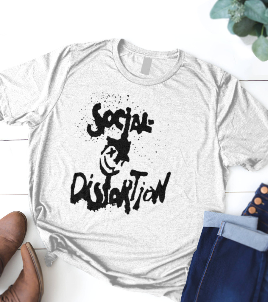 Social Distortion Smiley Logo Black Splatter T-Shirt