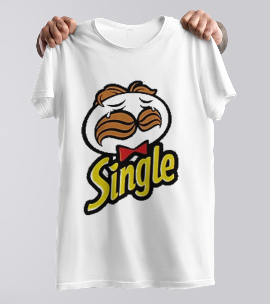 Single Pringle Crying Icon With Mustache And Red Bowtie T-Shirt