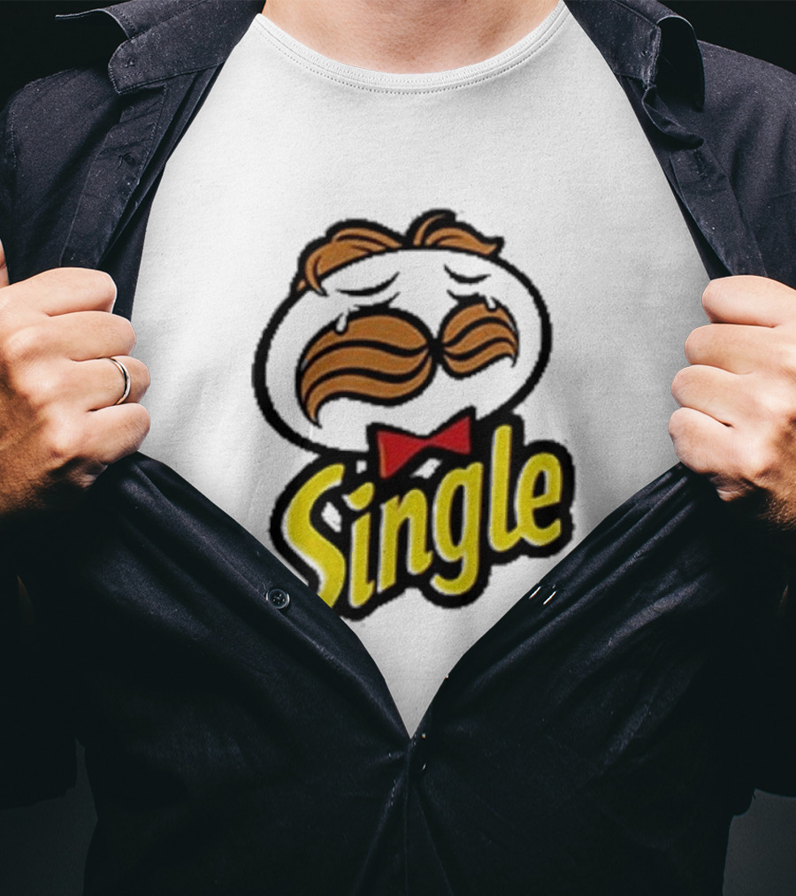 Single Pringle Crying Icon With Mustache And Red Bowtie T-Shirt