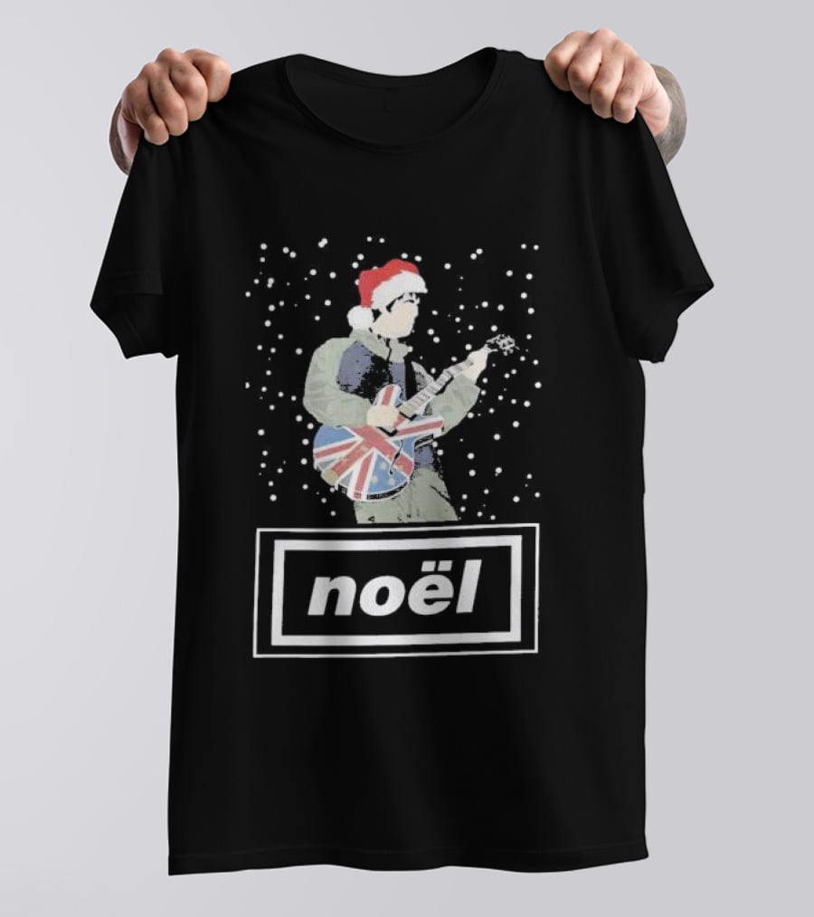 Oasis Noel Christmas Santa Guitar Union Jack T-Shirt