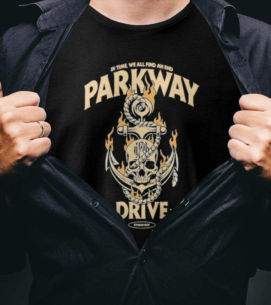 Parkway Drive In Time We All Find An End Skull Anchor Estd 2003 Byron Bay T-Shirt
