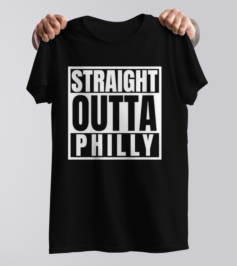 Straight Outta Philly Black White Bold Text Box T-Shirt