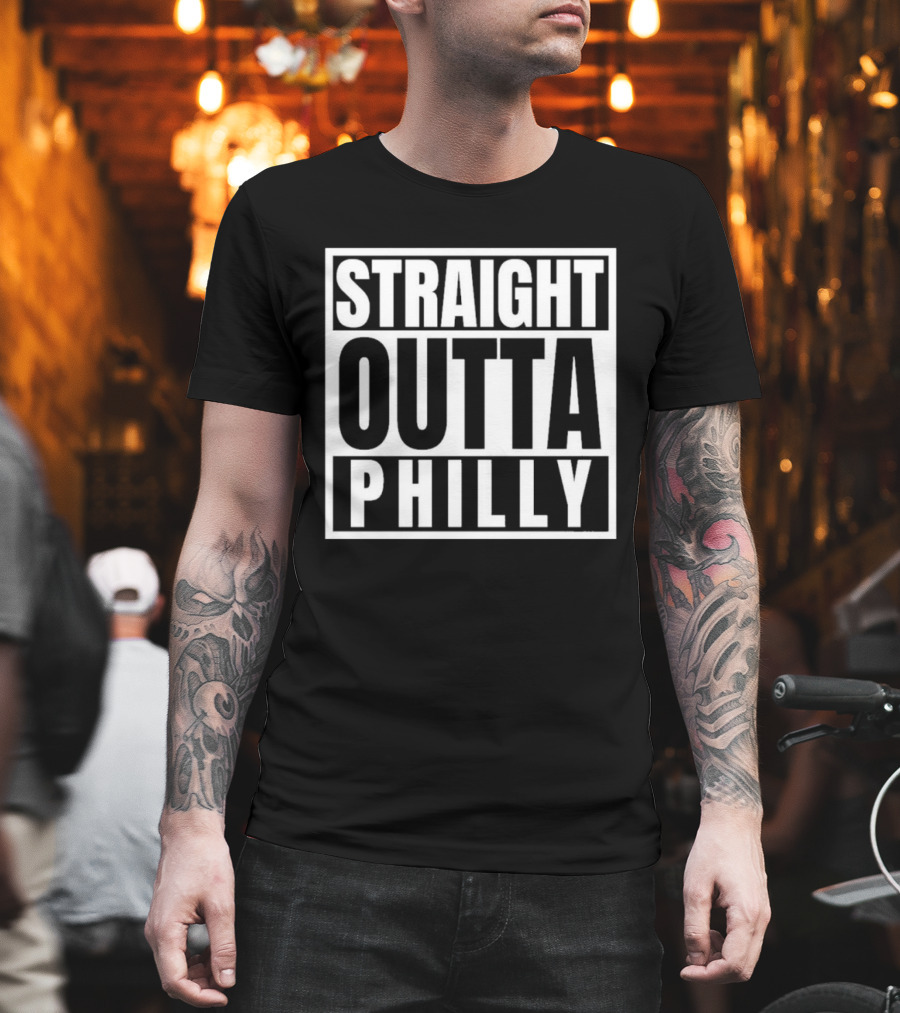 Straight Outta Philly Black White Bold Text Box T-Shirt